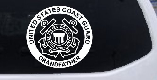 United States Coast Guard Grandfather Military Car or Truck Window Decal Sticker (White)