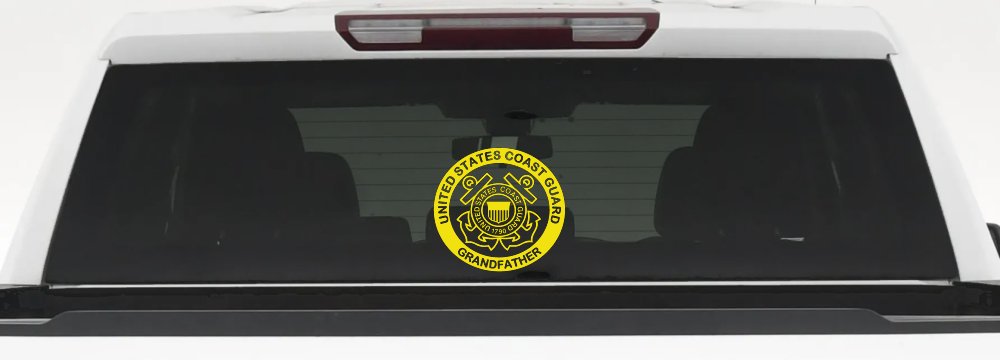 United States Coast Guard Grandfather Military Car or Truck Window Decal Sticker (Yellow)