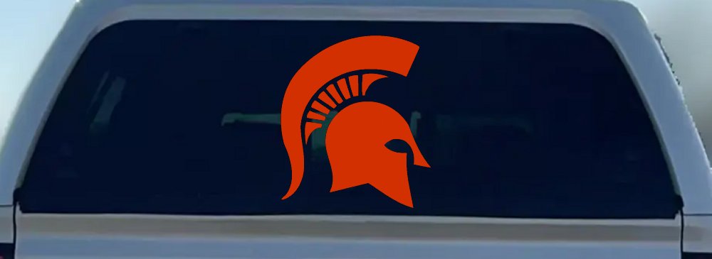 Spartan Viking Helmet Car or Truck Window Decal Sticker (Orange Red)