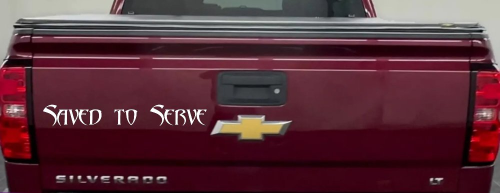 Saved to Serve Christian Car or Truck Window Decal Sticker (White)
