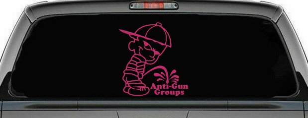 Pee On Anti Gun Groups Pro Gun Car or Truck Window Decal Sticker (Hot Pink)