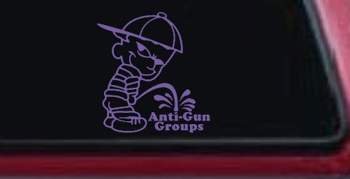Pee On Anti Gun Groups Pro Gun Car or Truck Window Decal Sticker (Purple)