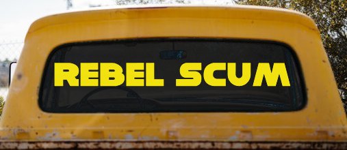Rebel Scum Car or Truck Window Decal Sticker (Yellow)