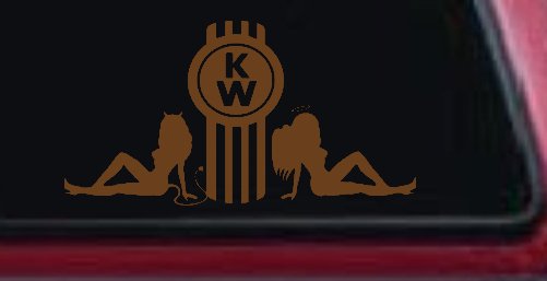 Kenworth KW with Mudflap Angel and Devil Good and Bad Girls Car or Truck Window Decal Sticker