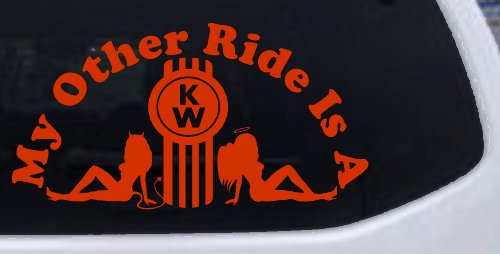 My Other ride Is A Kenworth with KW and Mudflap Good Angel and Bad Devil Twin Girls Car or Truck Window Decal Sticker
