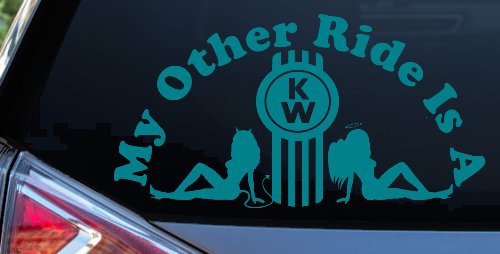 My Other ride Is A Kenworth with KW and Mudflap Good Angel and Bad Devil Twin Girls Car or Truck Window Decal Sticker