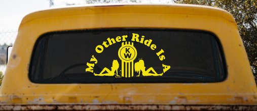 My Other ride Is A Kenworth with KW and Mudflap Good Angel and Bad Devil Twin Girls Car or Truck Window Decal Sticker