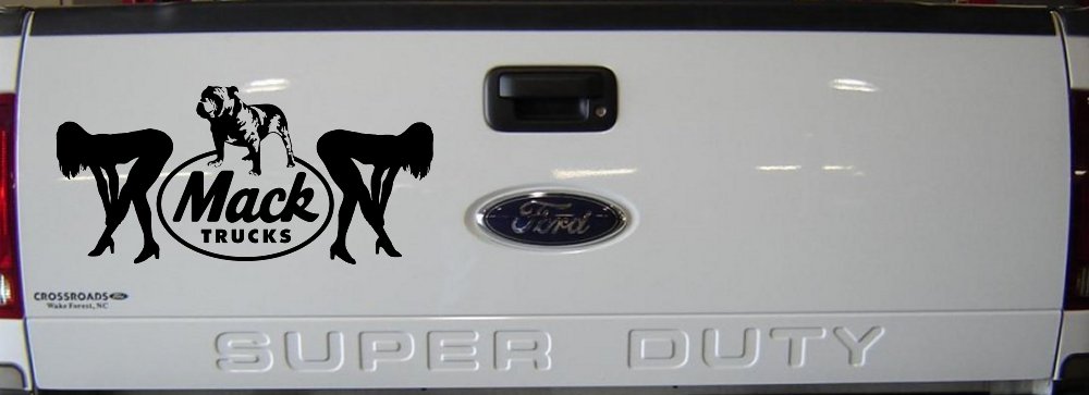 Mack Trucks Logo With Mudflap Girls Bent Over Car or Truck Window Decal Sticker