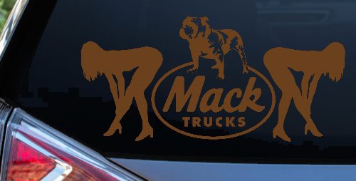 Mack Trucks Logo With Mudflap Girls Bent Over Car or Truck Window Decal Sticker