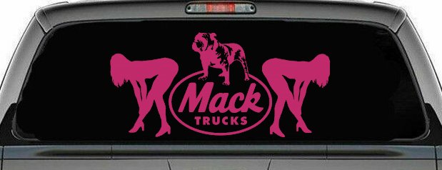 Mack Trucks Logo With Mudflap Girls Bent Over Car or Truck Window Decal Sticker