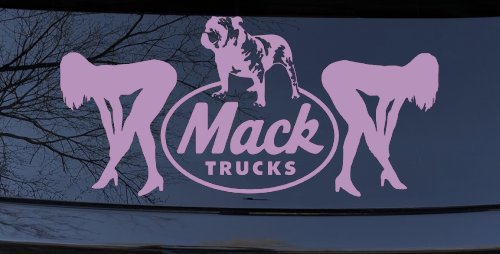 Mack Trucks Logo With Mudflap Girls Bent Over Car or Truck Window Decal Sticker (Lilac)