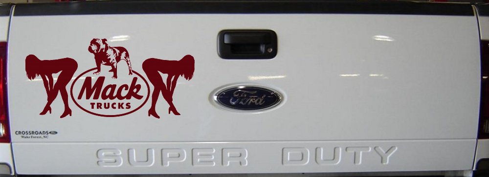 Mack Trucks Logo With Mudflap Girls Bent Over Car or Truck Window Decal Sticker