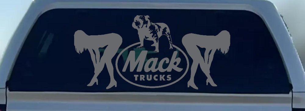 Mack Trucks Logo With Mudflap Girls Bent Over Car or Truck Window Decal Sticker