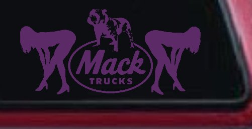Mack Trucks Logo With Mudflap Girls Bent Over Car or Truck Window Decal Sticker (Violet)