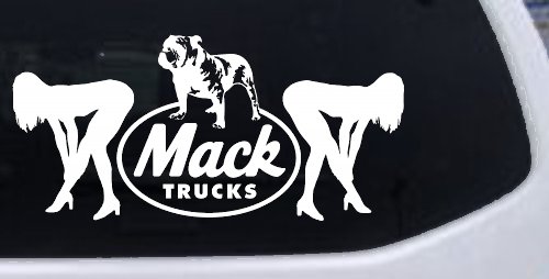Mack Trucks Logo With Mudflap Girls Bent Over Car or Truck Window Decal Sticker