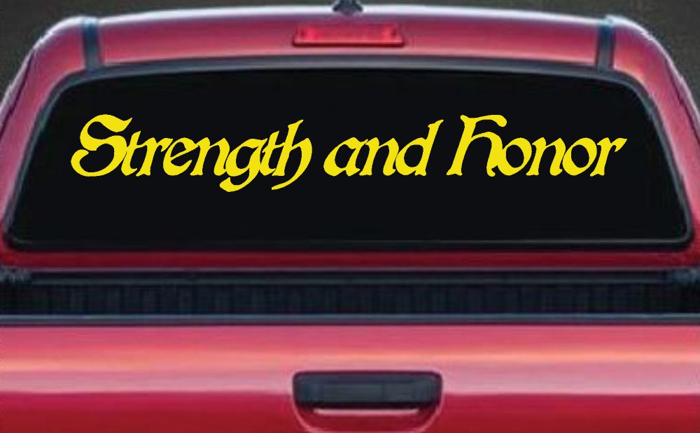 Strength and Honor Military Car or Truck Window Decal Sticker (Yellow)