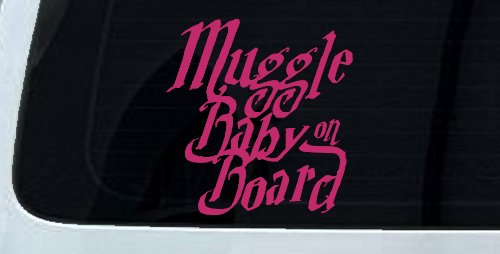 Muggle Baby on Board Potter Car or Truck Window Decal Sticker (Hot Pink)