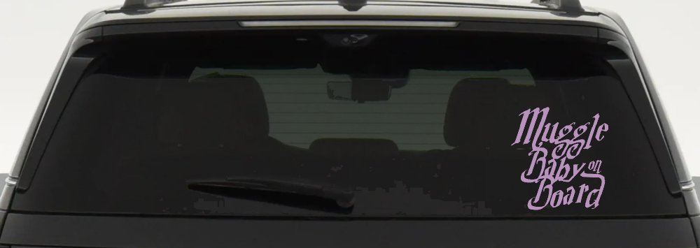 Muggle Baby on Board Potter Car or Truck Window Decal Sticker (Lilac)