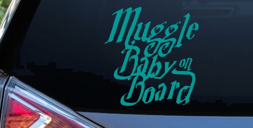 Muggle Baby on Board Potter Car or Truck Window Decal Sticker (Turquoise)