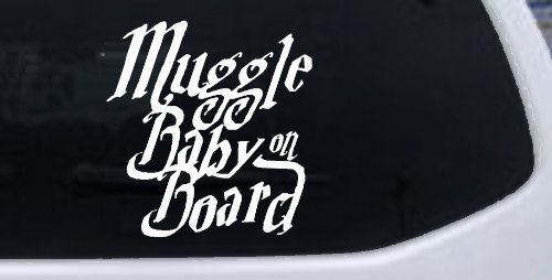 Muggle Baby on Board Potter Car or Truck Window Vinyl Decal Sticker (White)