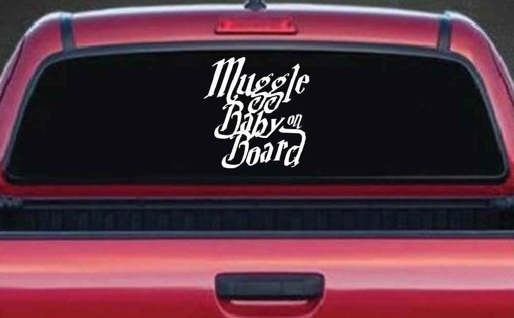 Muggle Baby on Board Potter Car or Truck Window Decal Sticker (White)