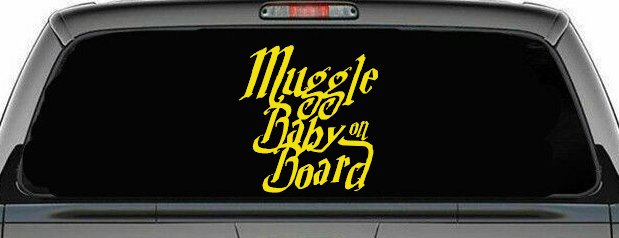 Muggle Baby on Board Potter Car or Truck Window Decal Sticker (Yellow)