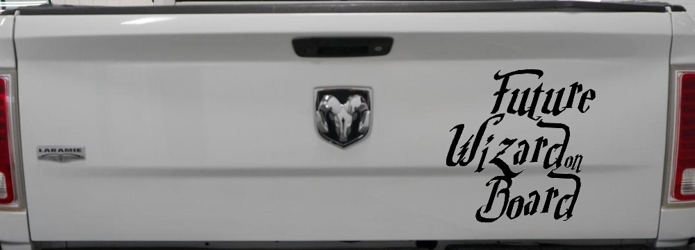 Future Wizard on Board Baby on Board Potter Sci Fi Car or Truck Window Decal Sticker (Black)