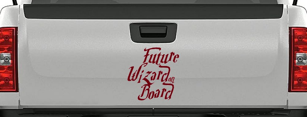 Future Wizard on Board Baby on Board Potter Sci Fi Car or Truck Window Decal Sticker (Burgundy)