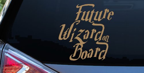 Future Wizard on Board Baby on Board Potter Sci Fi Car or Truck Window Decal Sticker (Light Brown)