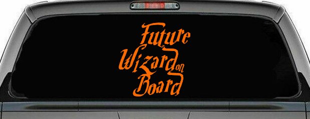 Future Wizard on Board Baby on Board Potter Sci Fi Car or Truck Window Decal Sticker (Orange)