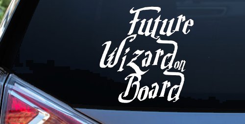 Future Wizard on Board Baby on Board Potter Sci Fi Car or Truck Window Vinyl Decal Sticker (White)