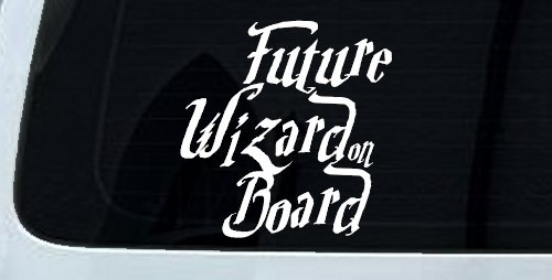 Future Wizard on Board Baby on Board Potter Sci Fi Car or Truck Window Decal Sticker (White)