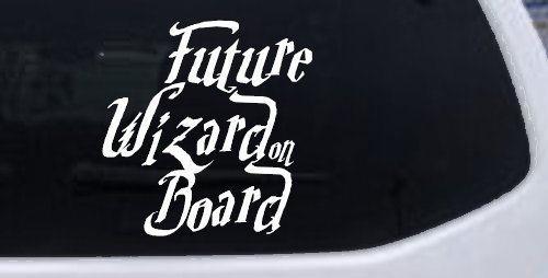 Future Wizard on Board Baby on Board Potter Sci Fi Car or Truck Window Decal Sticker (White)