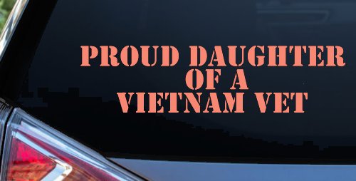 Proud Daughter of a Vietnam Vet Military Car or Truck Window Decal Sticker (Coral)