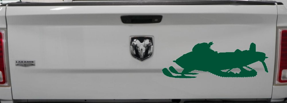 Snowmobile Snow Mobile Off Road Car or Truck Window Decal Sticker (Dark Green)