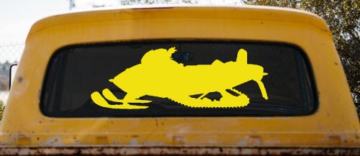 Snowmobile Snow Mobile Off Road Car or Truck Window Vinyl Decal Sticker (Yellow)