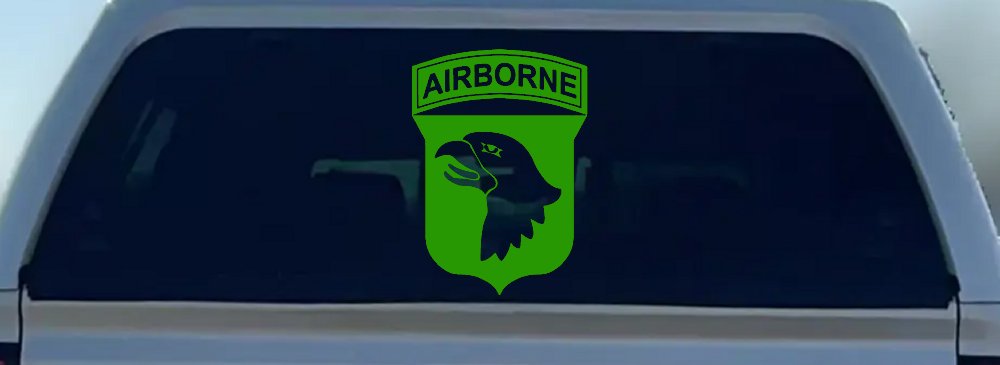 101st Airborne Division Military Car or Truck Window Decal Sticker (Lime)
