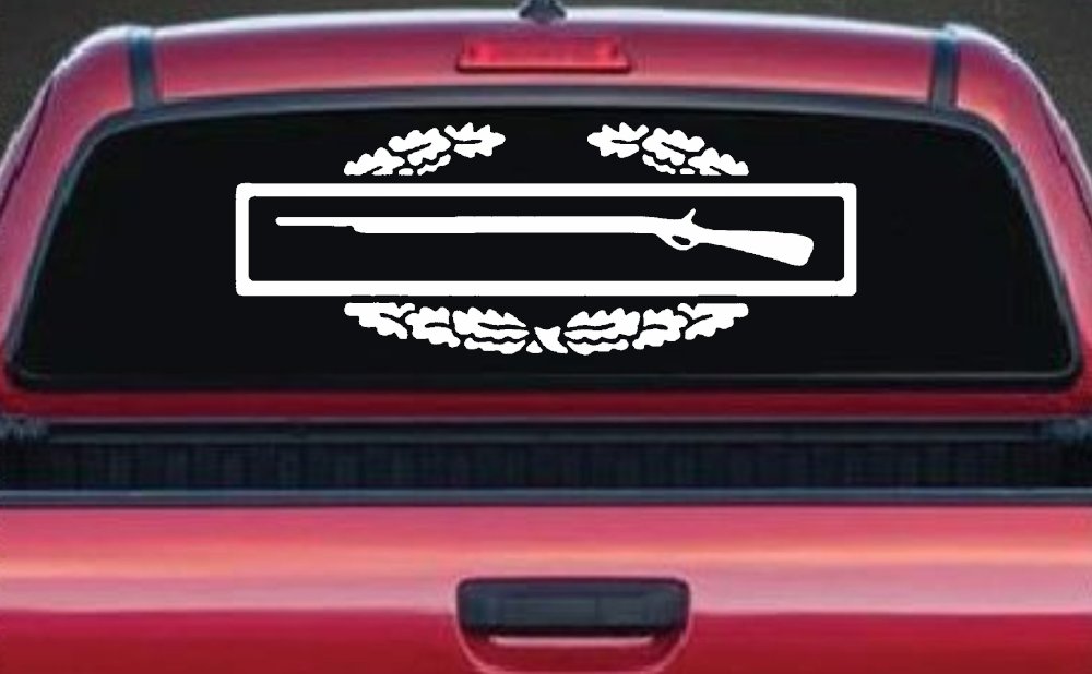 Army Combat Infantry Badge Military Car or Truck Window Decal Sticker (White)