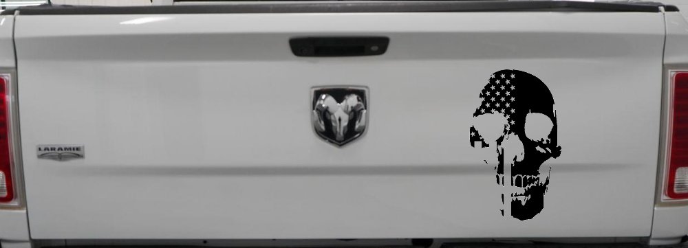 Skull Shadow US USA American Flag Vertical  Skulls Car or Truck Window Decal Sticker
