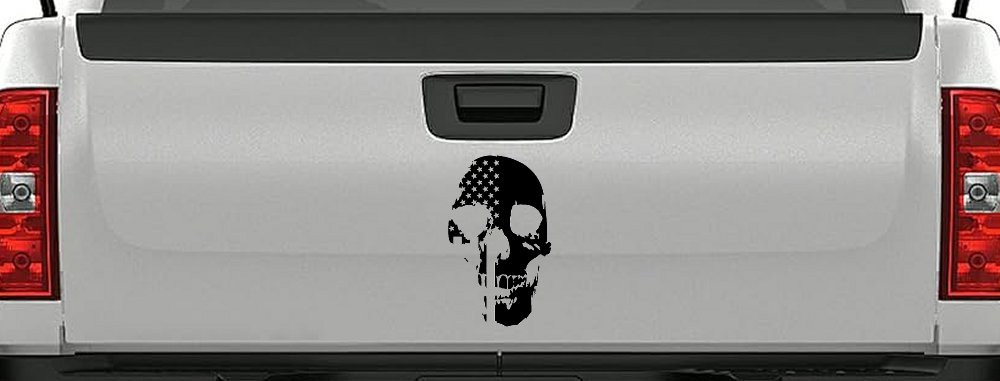 Skull Shadow US USA American Flag Vertical  Skulls Car or Truck Window Decal Sticker
