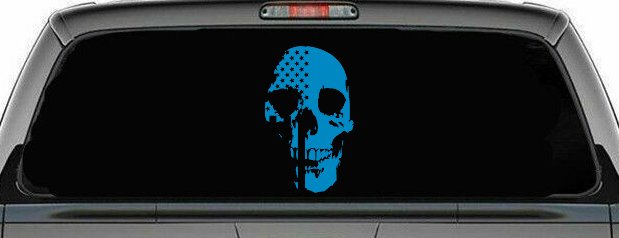 Skull Shadow US USA American Flag Vertical  Skulls Car or Truck Window Decal Sticker