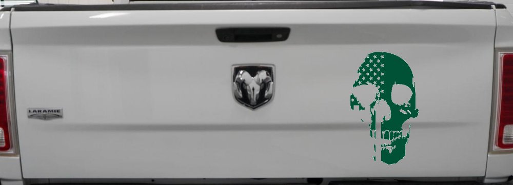 Skull Shadow US USA American Flag Vertical  Skulls Car or Truck Window Decal Sticker