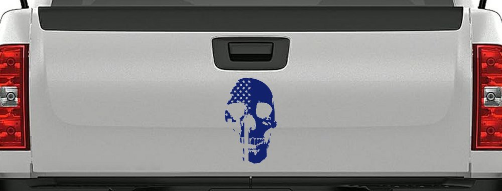 Skull Shadow US USA American Flag Vertical  Skulls Car or Truck Window Decal Sticker