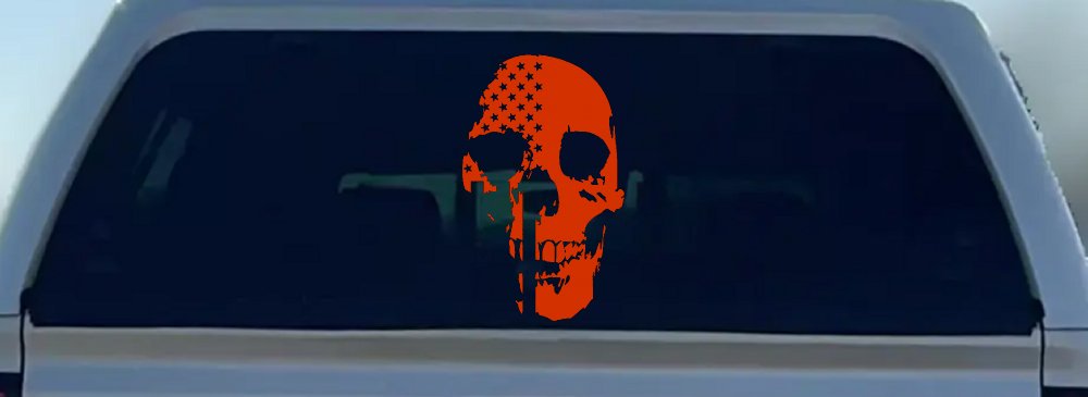 Skull Shadow US USA American Flag Vertical  Skulls Car or Truck Window Decal Sticker