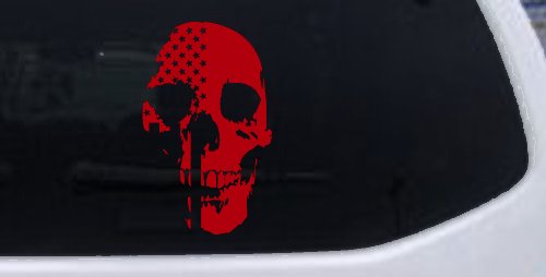 Skull Shadow US USA American Flag Vertical  Skulls Car or Truck Window Decal Sticker