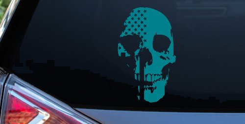Skull Shadow US USA American Flag Vertical  Skulls Car or Truck Window Decal Sticker