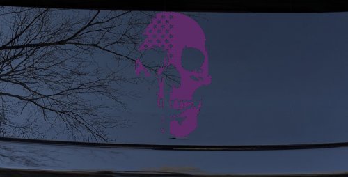 Skull Shadow US USA American Flag Vertical  Skulls Car or Truck Window Decal Sticker
