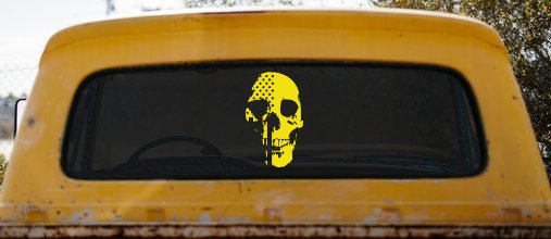 Skull Shadow US USA American Flag Vertical  Skulls Car or Truck Window Decal Sticker
