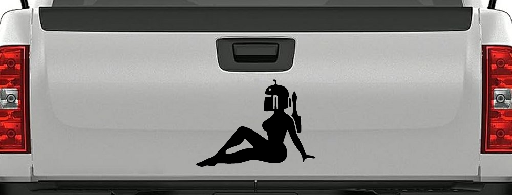 Boba Fett Mudflap Girl Sci Fi Car or Truck Window Decal Sticker