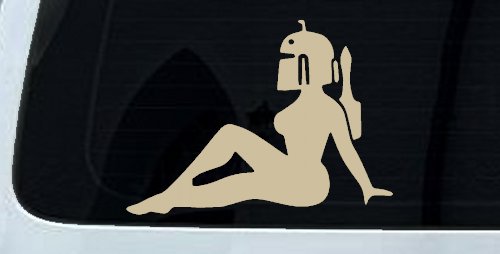 Boba Fett Mudflap Girl Sci Fi Car or Truck Window Decal Sticker (Desert Sand)